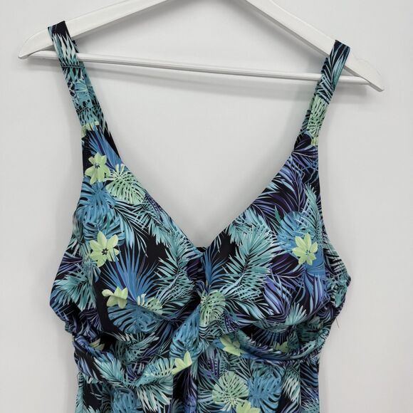 Unbranded Tropical Leaf Pattern Tankini Top Plus Size XXL Beach - Picture 2 of 9